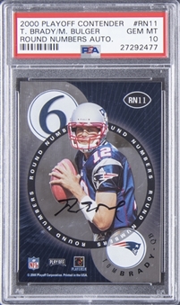 2000 Playoff Contender Round Numbers Auto #RN11 Tom Brady/Marc Bulger Dual Signed Rookie Card - PSA GEM MT 10( Pop 1 of 1 !)